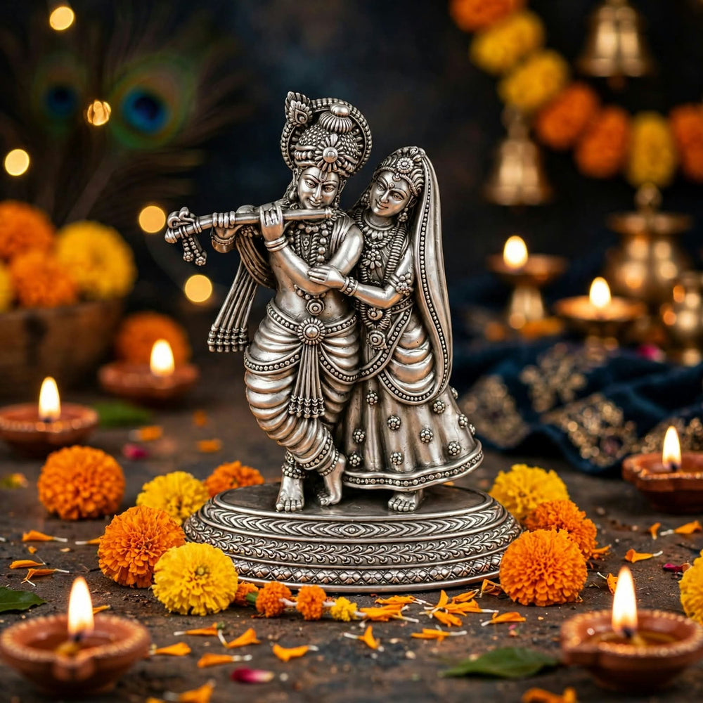 Silver Radha Krishna Idol-89gm