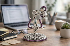 Silver Om & Damru Decorative Idol-21gm