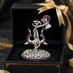 Silver Om & Damru Decorative Idol-21gm