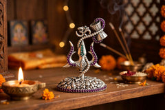 Silver Om & Damru Decorative Idol-21gm